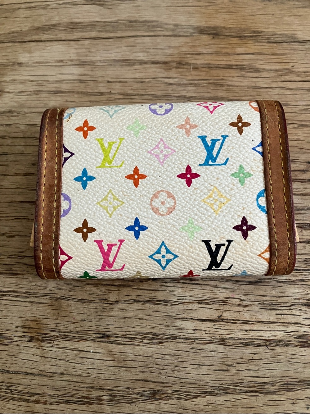 Louis Vuitton White Multicolor Monogram Small Coin Purse. - Picture 2 of 4